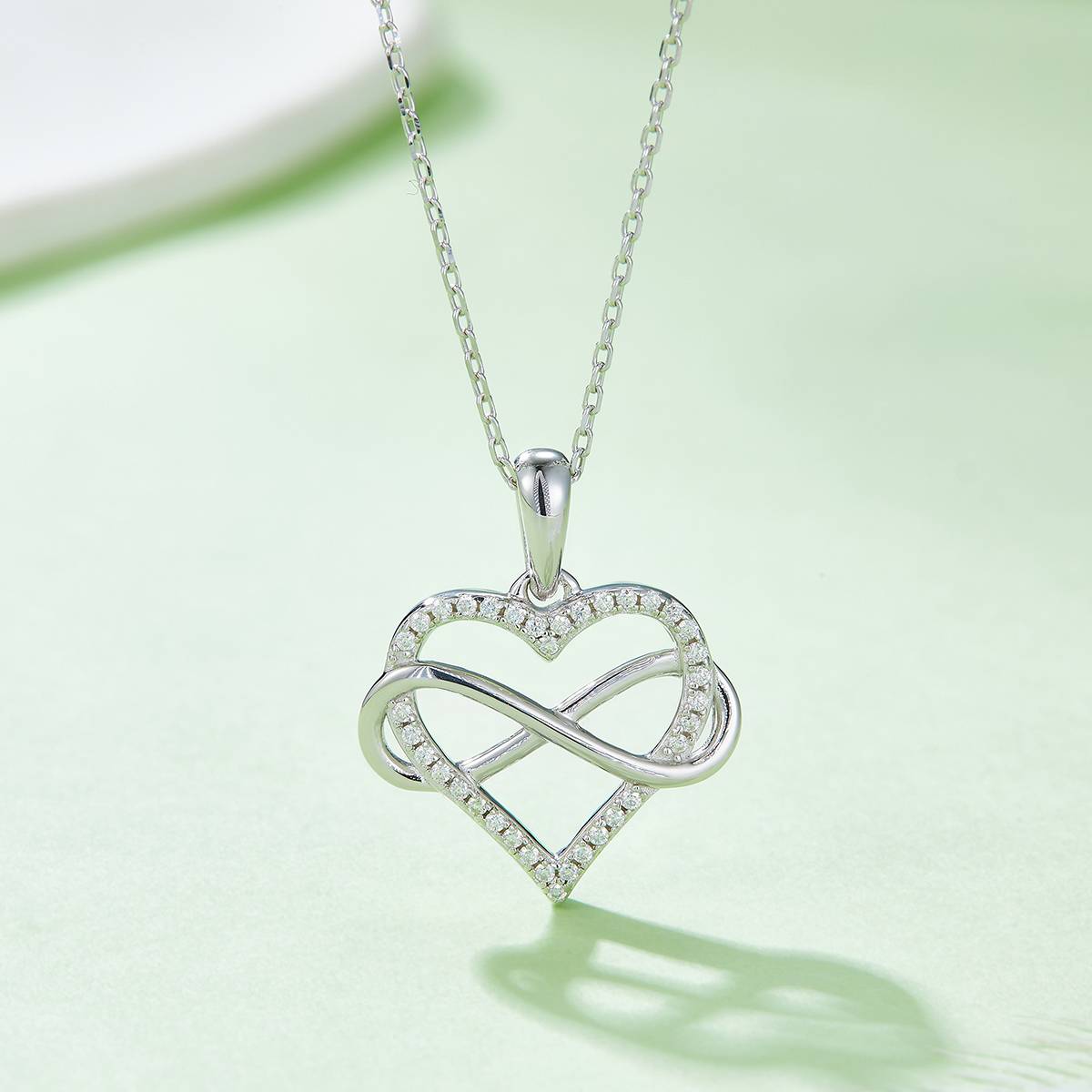 Entangled Infinite Love Pendant S925 Silver Moissanite Grade D 0.18CT